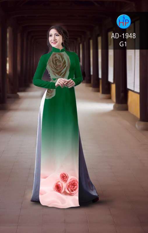 Vải áo dài hoa hồng trên dưới