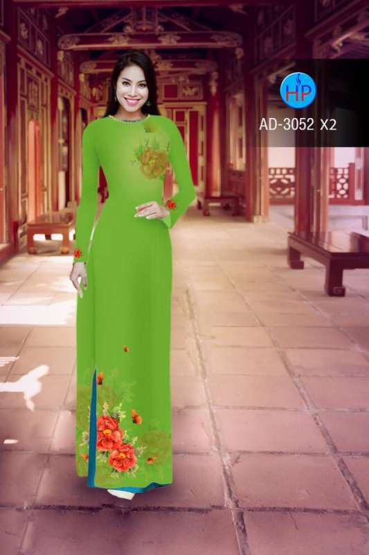 Vải áo dài hoa trên dưới