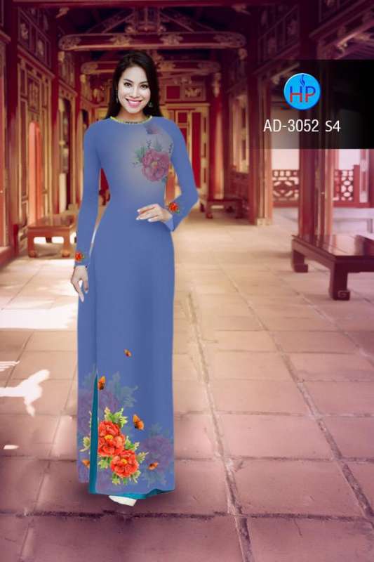 Vải áo dài hoa trên dưới