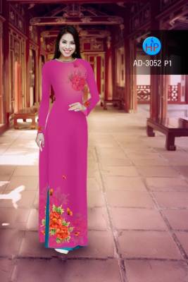 Vải áo dài hoa trên dưới-DT 2385