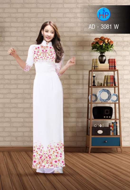 Vải áo dài hoa nhỏ trên dưới