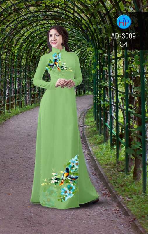 Vải áo dài hoa và chim