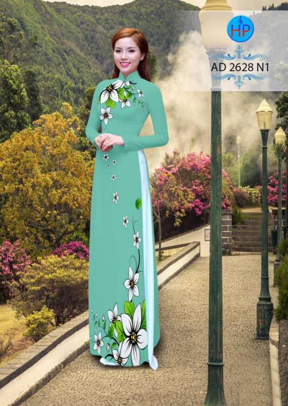 Vải áo dài hoa dọc toàn thân