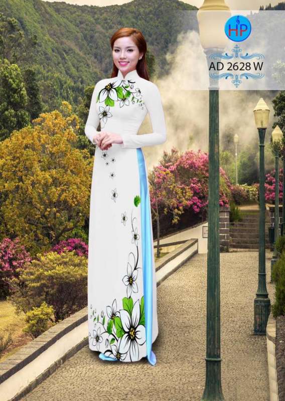 Vải áo dài hoa dọc toàn thân