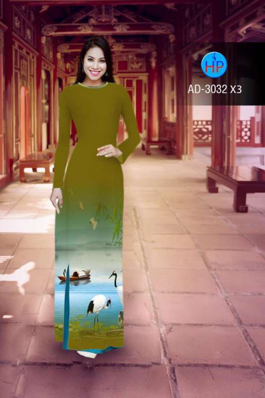 Vải áo dài phong cảnh 3D