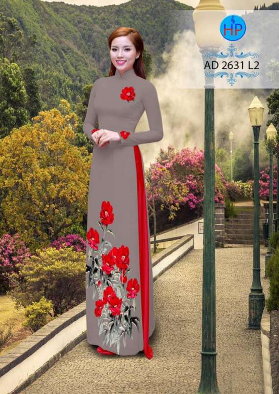 Vải áo dài hoa trên dưới