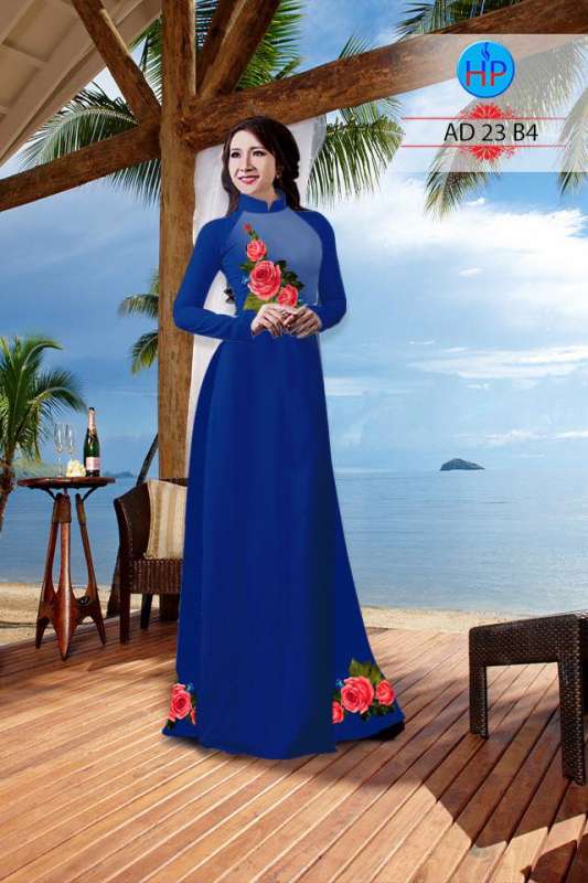 Vải áo dài hoa Hồng nguyên bộ