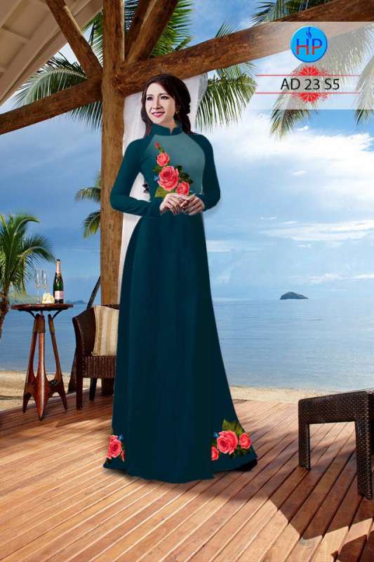 Vải áo dài hoa Hồng nguyên bộ