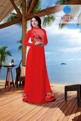 Vải áo dài hoa Hồng nguyên bộ-DT 2423