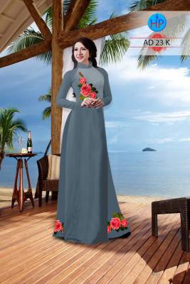 Vải áo dài hoa Hồng nguyên bộ-DT 2423
