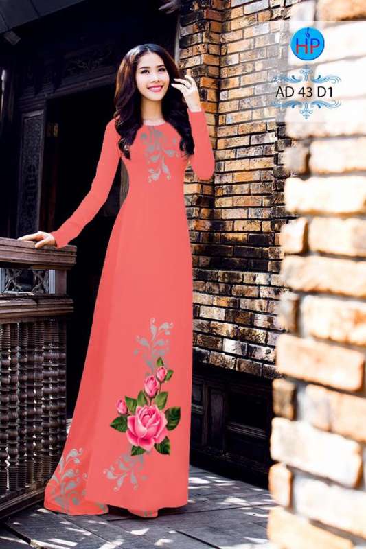 Vải áo dài bộ hoa Hồng