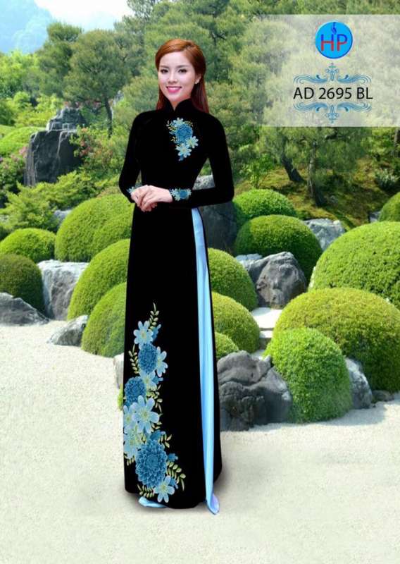 Vải áo dài hoa 3D trên dưới