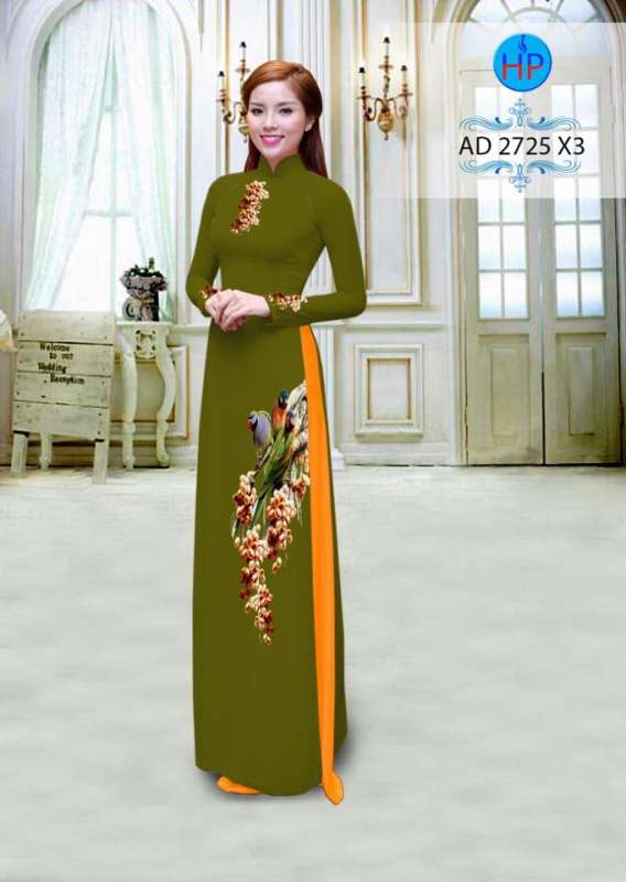 Vải áo dài hoa và chim