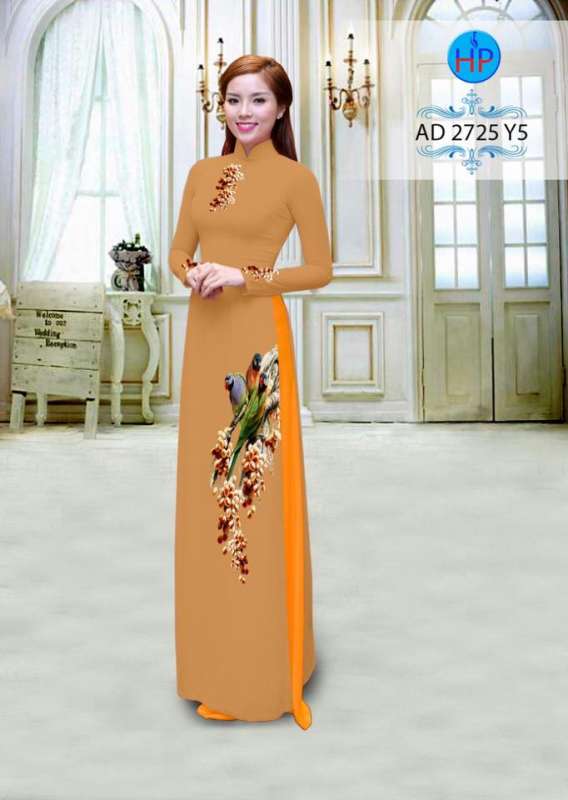 Vải áo dài hoa và chim