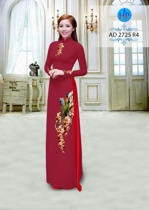 Vải áo dài hoa và chim