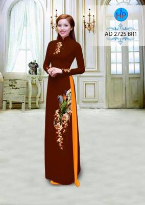 Vải áo dài hoa và chim-DT 2438
