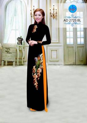 Vải áo dài hoa và chim-DT 2438
