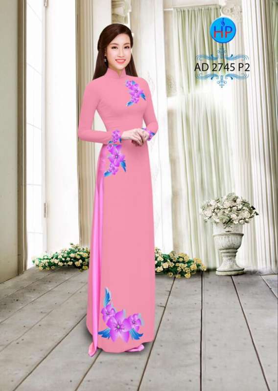 Vải áo dài hoa 3D