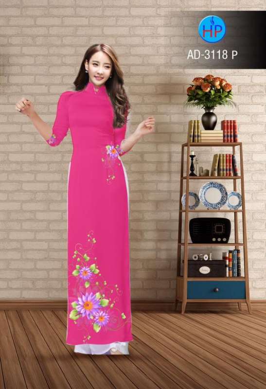 Vải áo dài hoa 3D