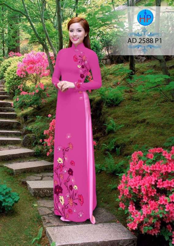 Vải áo dài hoa dây trên dưới