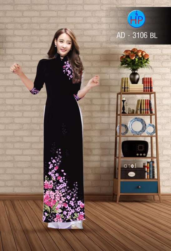 Vải áo dài hoa nhỏ trên dưới
