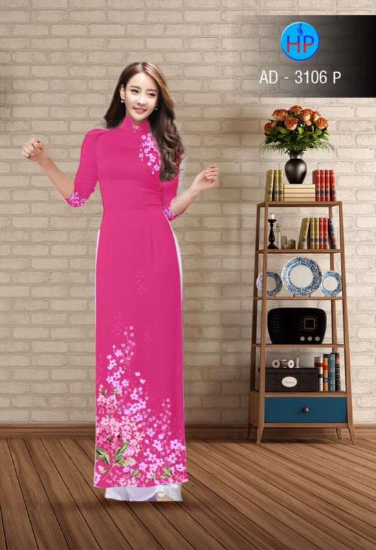 Vải áo dài hoa nhỏ trên dưới