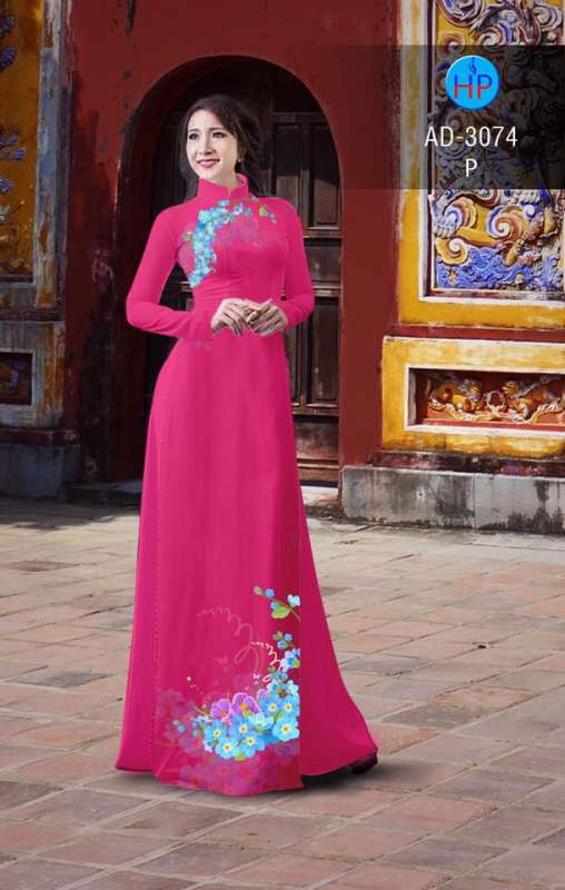 Vải áo dài hoa 3D trên dưới