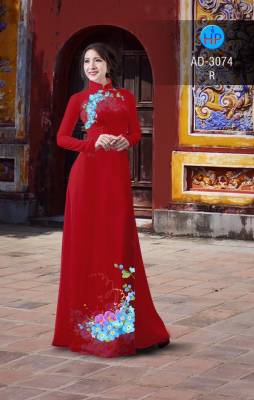Vải áo dài hoa 3D trên dưới-DT 2453
