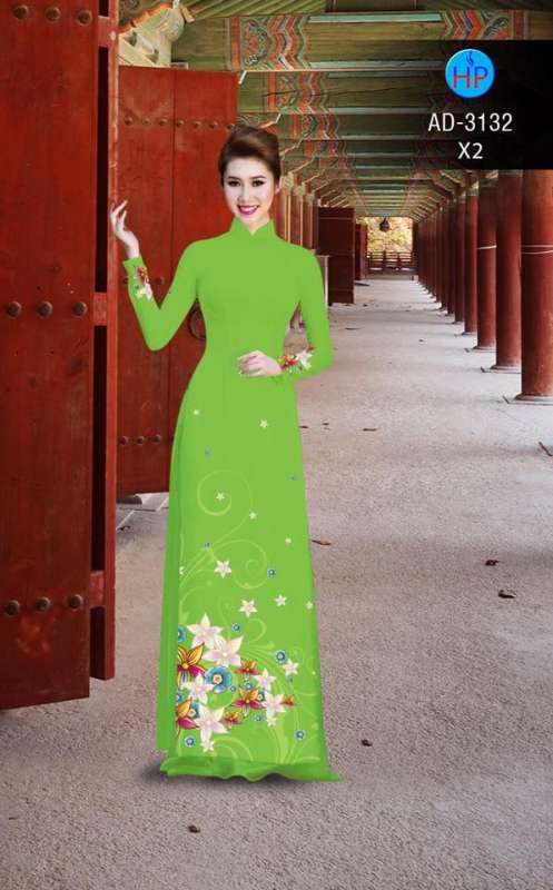 Vải áo dài hoa văn tà dưới