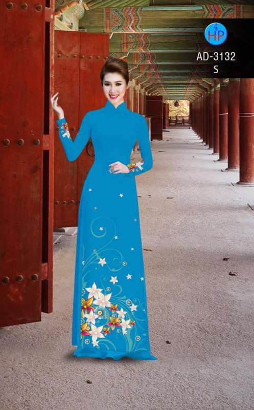 Vải áo dài hoa văn tà dưới