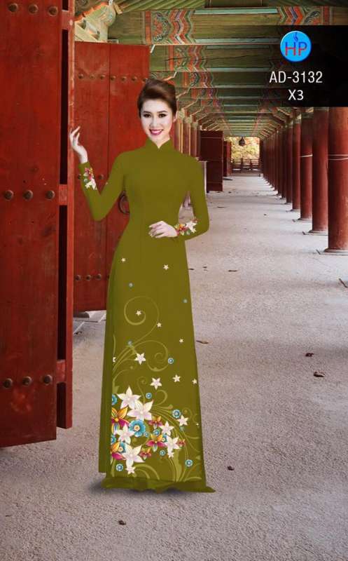 Vải áo dài hoa văn tà dưới