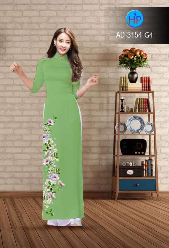 Vải áo dài hoa dây 1 bên