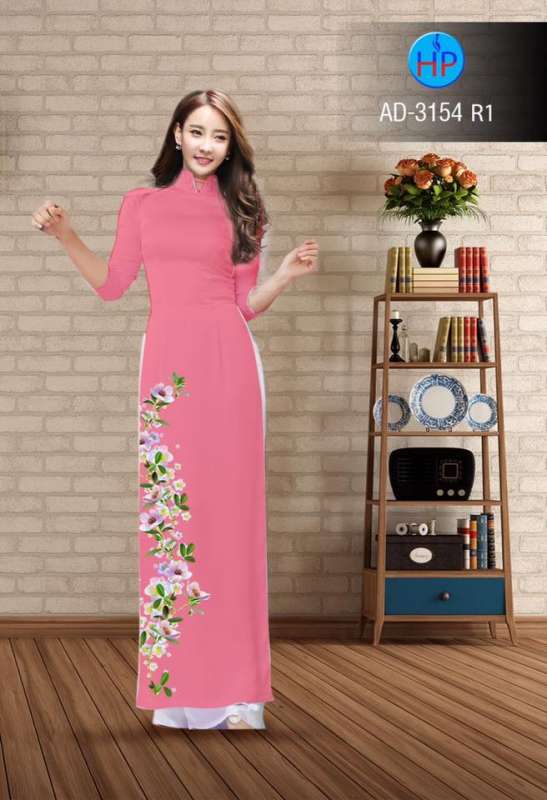 Vải áo dài hoa dây 1 bên