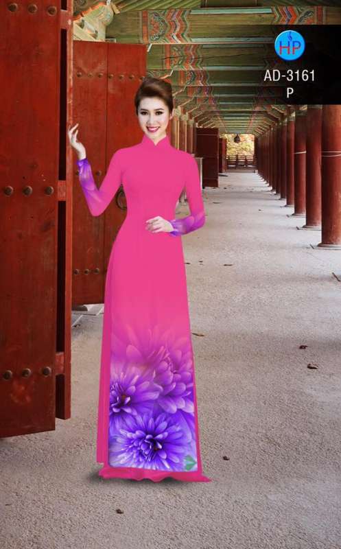 Vải áo dài hoa 3D tà dưới