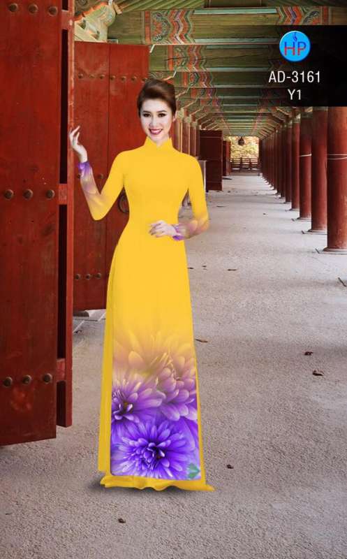 Vải áo dài hoa 3D tà dưới