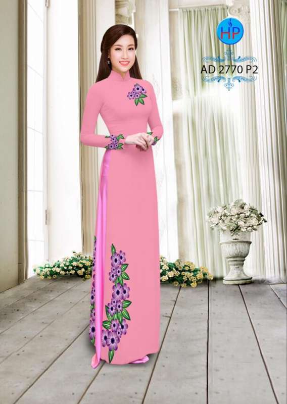 Vải áo dài hoa nhỏ trên dưới