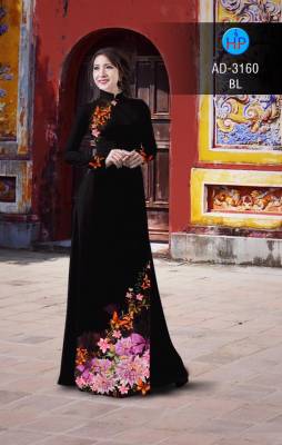 Vải áo dài hoa trên dưới-DT 2497