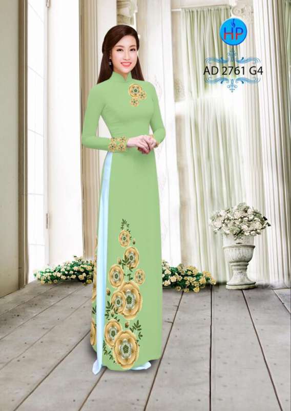 Vải áo dài hoa nhỏ trên dưới