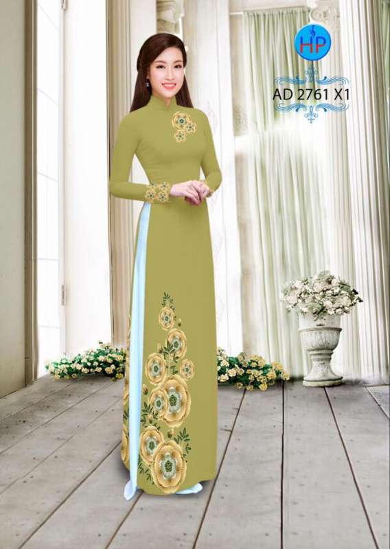 Vải áo dài hoa nhỏ trên dưới