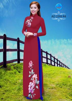 Vải áo dài hoa Hồng trên dưới-DT 2503
