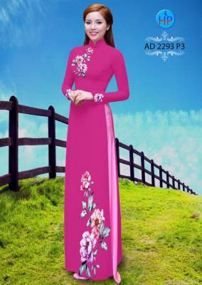 Vải áo dài hoa Hồng trên dưới-DT 2503