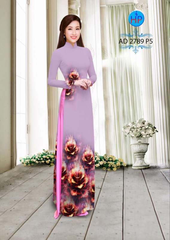 Vải áo dài hoa hồng 3D Vải áo dài hoa hồng 3D