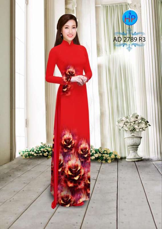 Vải áo dài hoa hồng 3D Vải áo dài hoa hồng 3D
