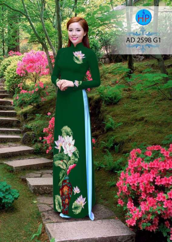 Vải áo dài bình hoa Sen