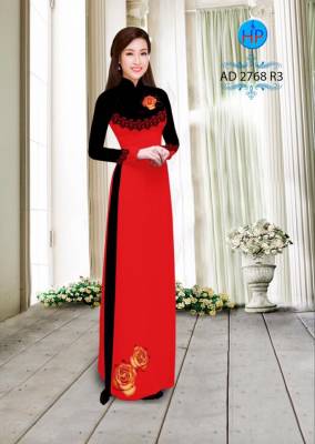 Vải áo dài hoa trên dưới-DT 2516