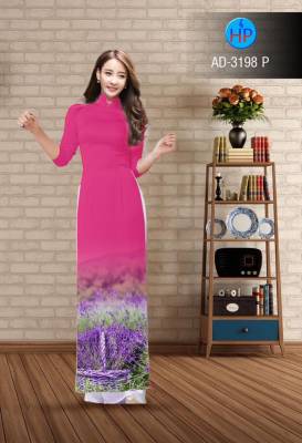 Vải áo dài cánh đồng hoa-DT 2517