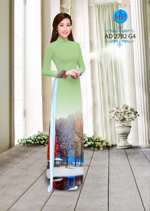 Vải áo dài phong cảnh mùa đông