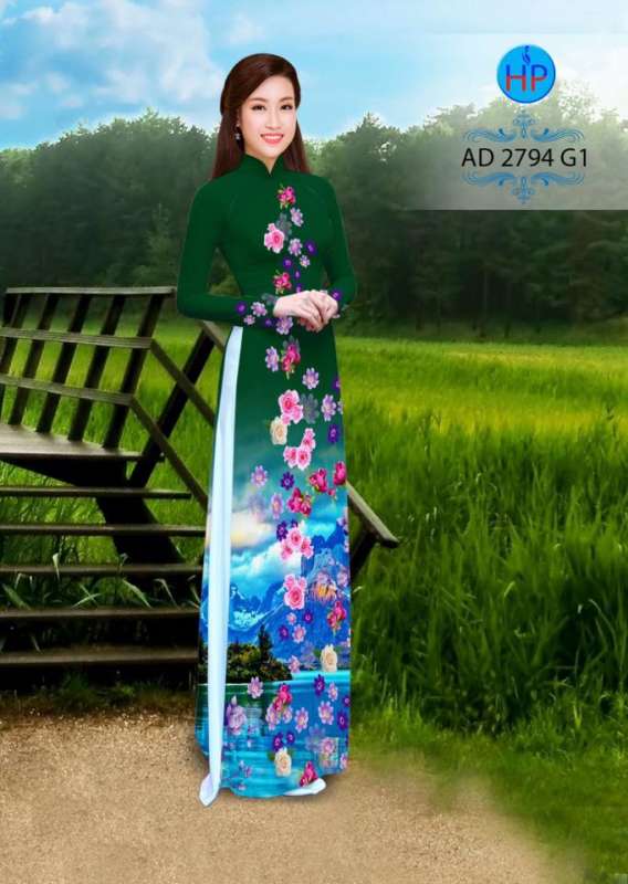 Vải áo dài hoa và cảnh
