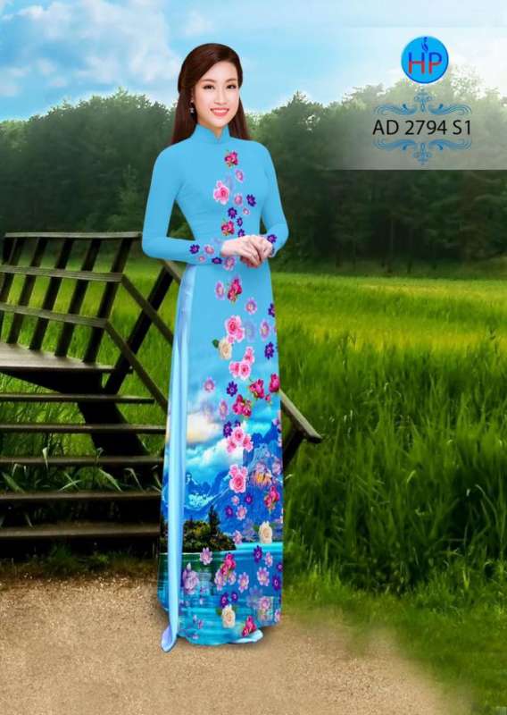 Vải áo dài hoa và cảnh