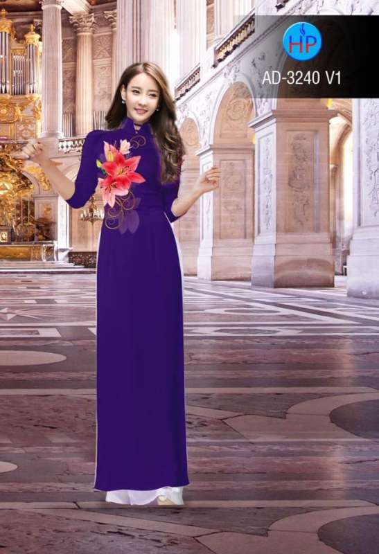 Vải áo dài hoa Ly Vải áo dài hoa Ly